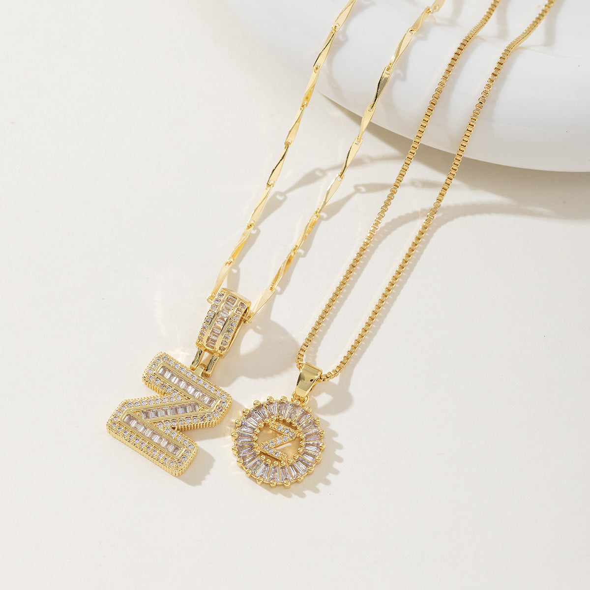 Initial Letter Necklace - Elegant 2-Pack Pendant Necklaces for Stylish Layering