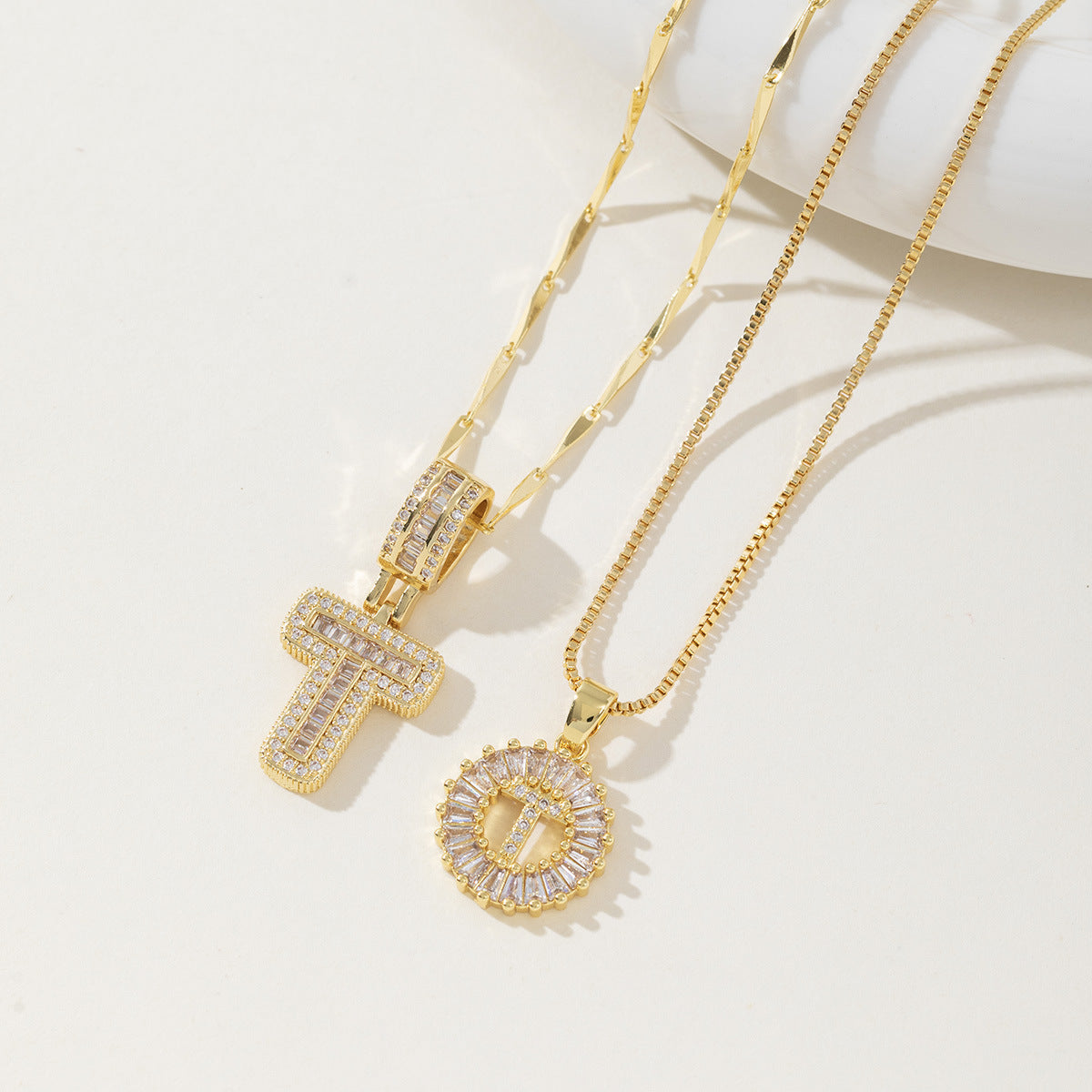 Initial Letter Necklace - Elegant 2-Pack Pendant Necklaces for Stylish Layering