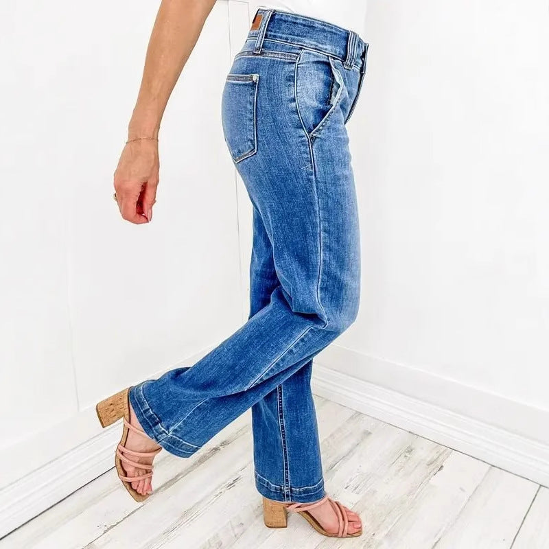 Wide Leg Jeans – TALLIS™ Comfy Double Down Relaxed Fit Denim Pants