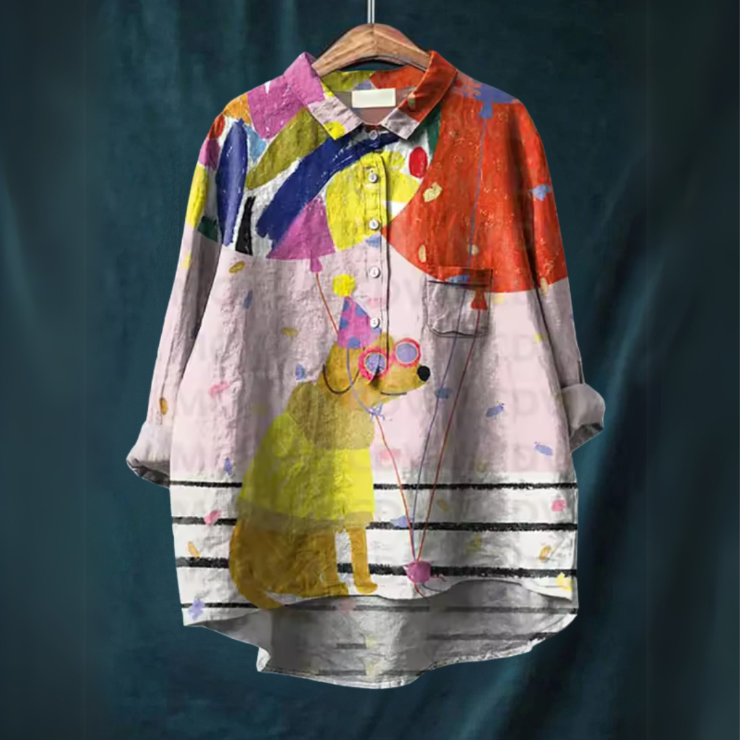 Art Inspired Blouse – Women's Autumn Flowy Shirt with Timeless Design
