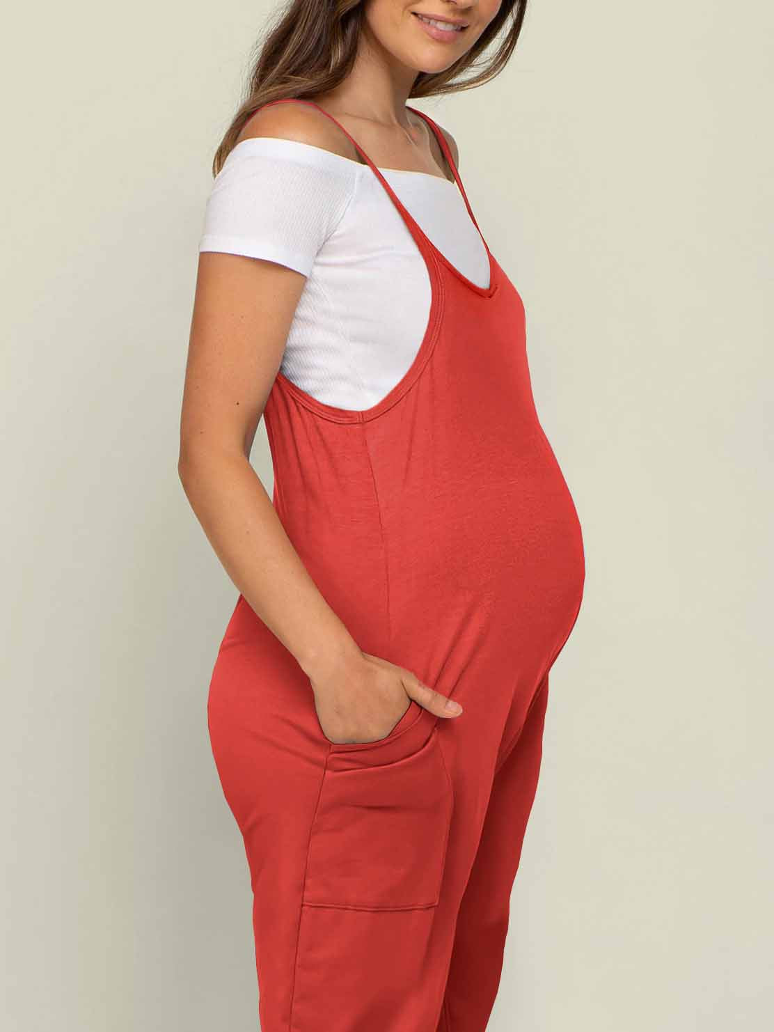 Maternity Jumpsuit - Oversized Postpartum Romper with Adjustable Straps