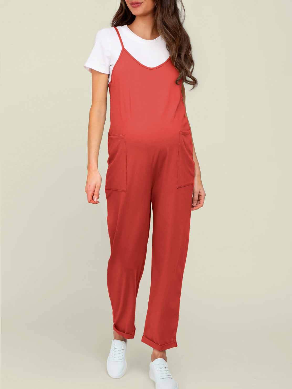 Maternity Jumpsuit - Oversized Postpartum Romper with Adjustable Straps