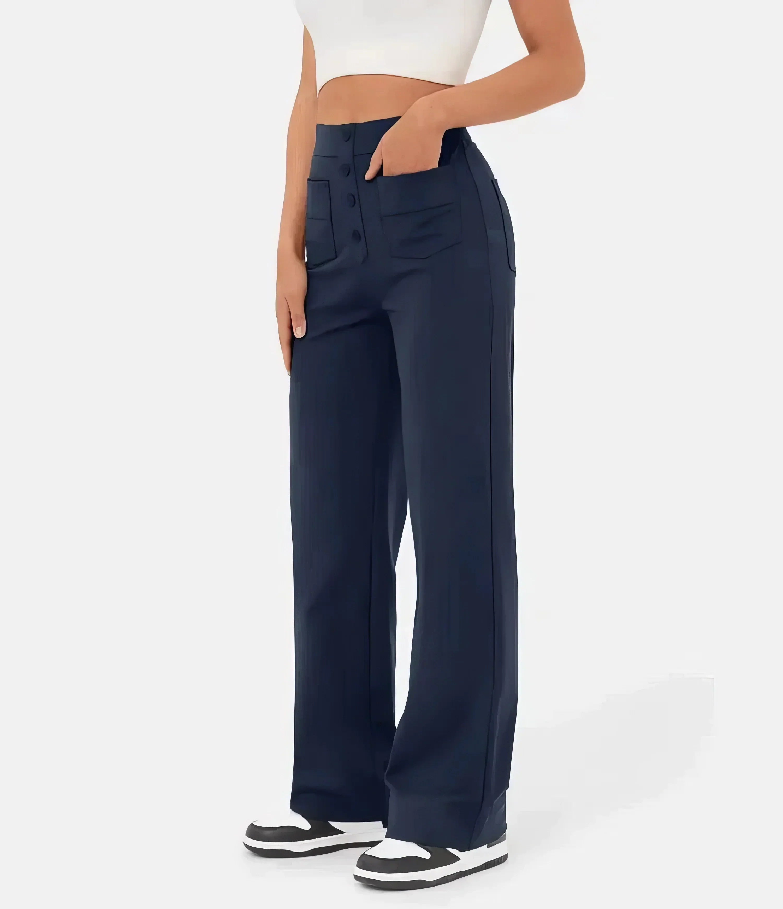 High Waisted Trousers – Tailored Slim Fit Pants | Comfortable Cotton Blend