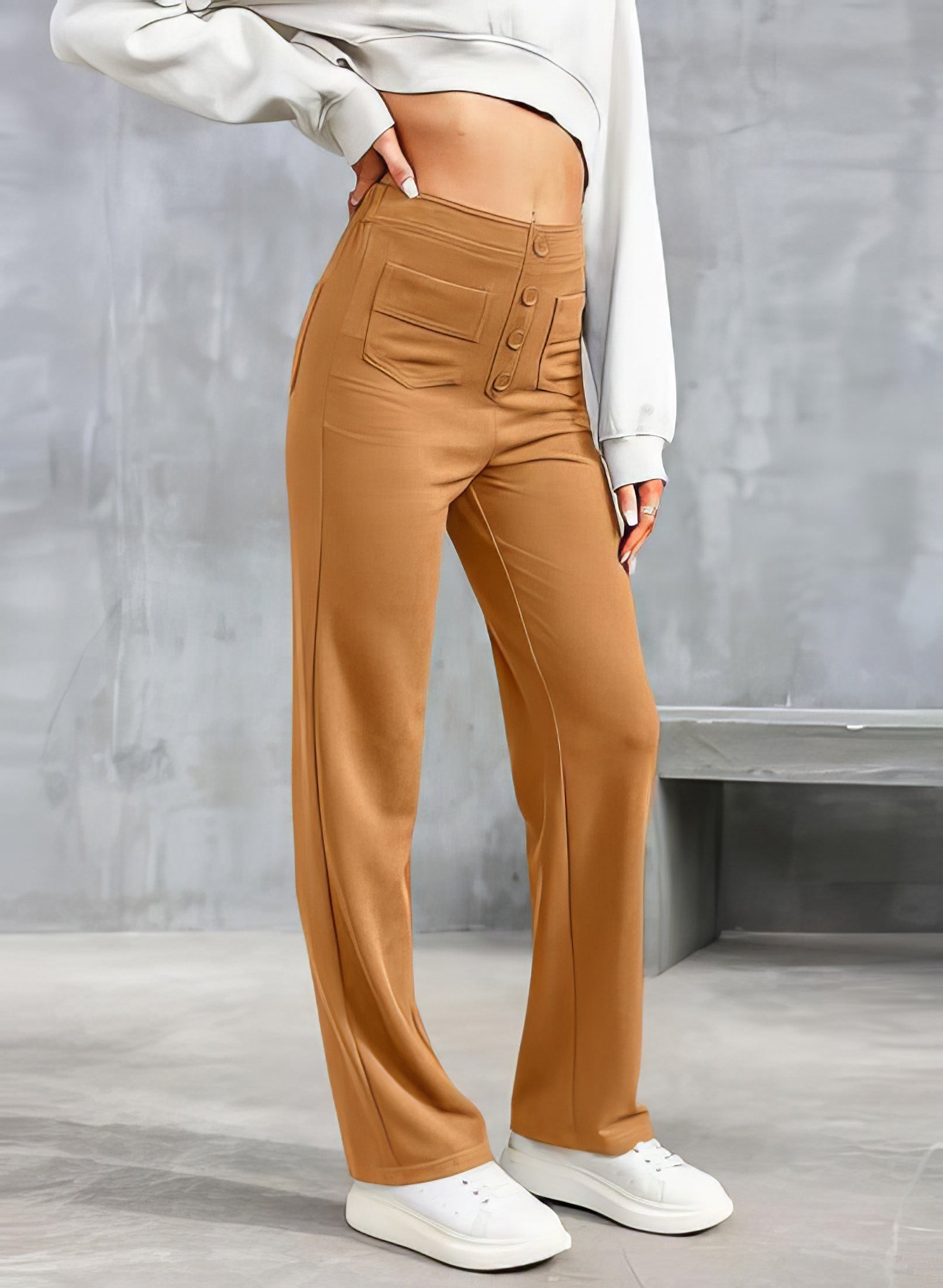 High Waisted Trousers – Tailored Slim Fit Pants | Comfortable Cotton Blend