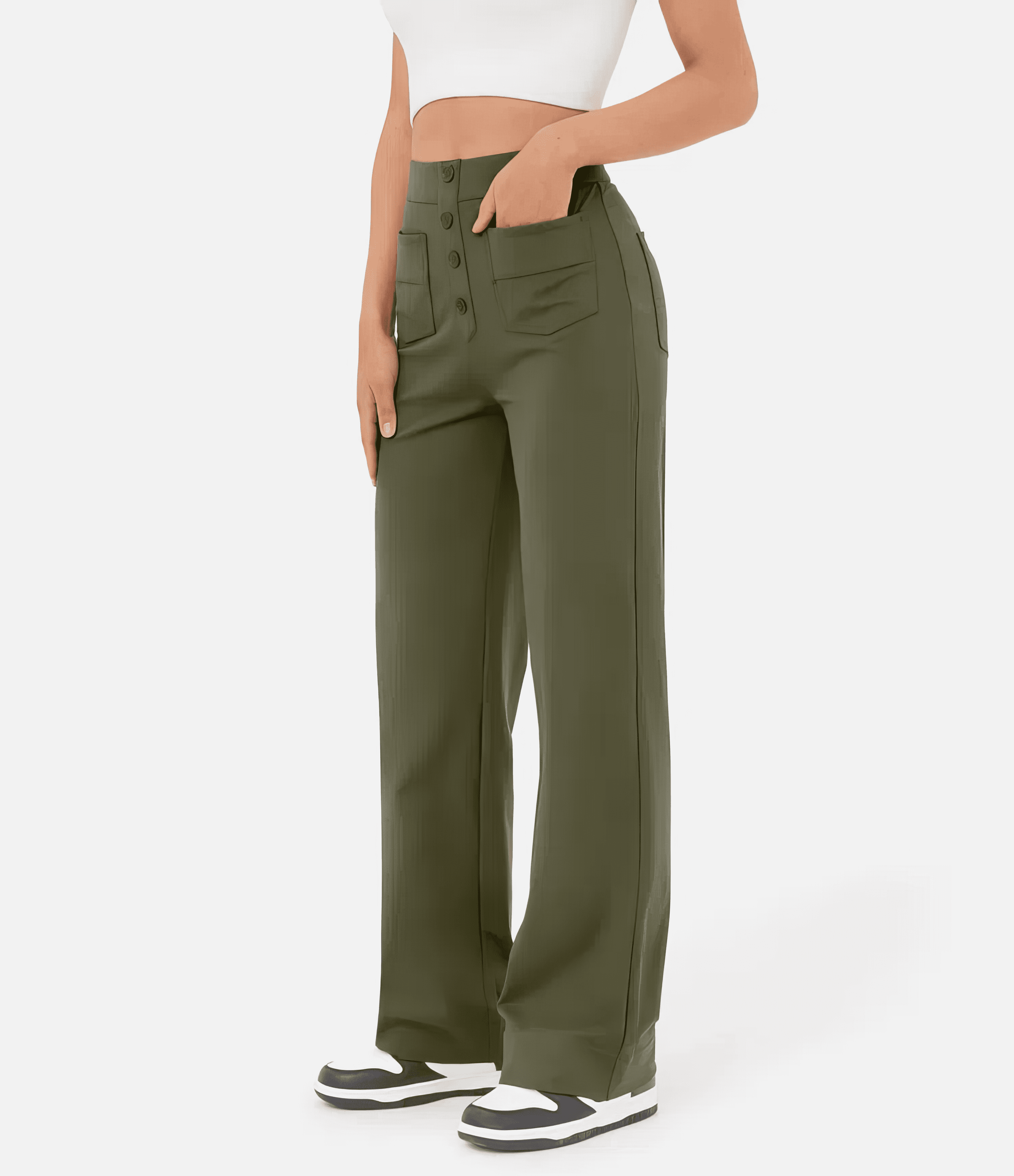 High Waisted Trousers – Tailored Slim Fit Pants | Comfortable Cotton Blend