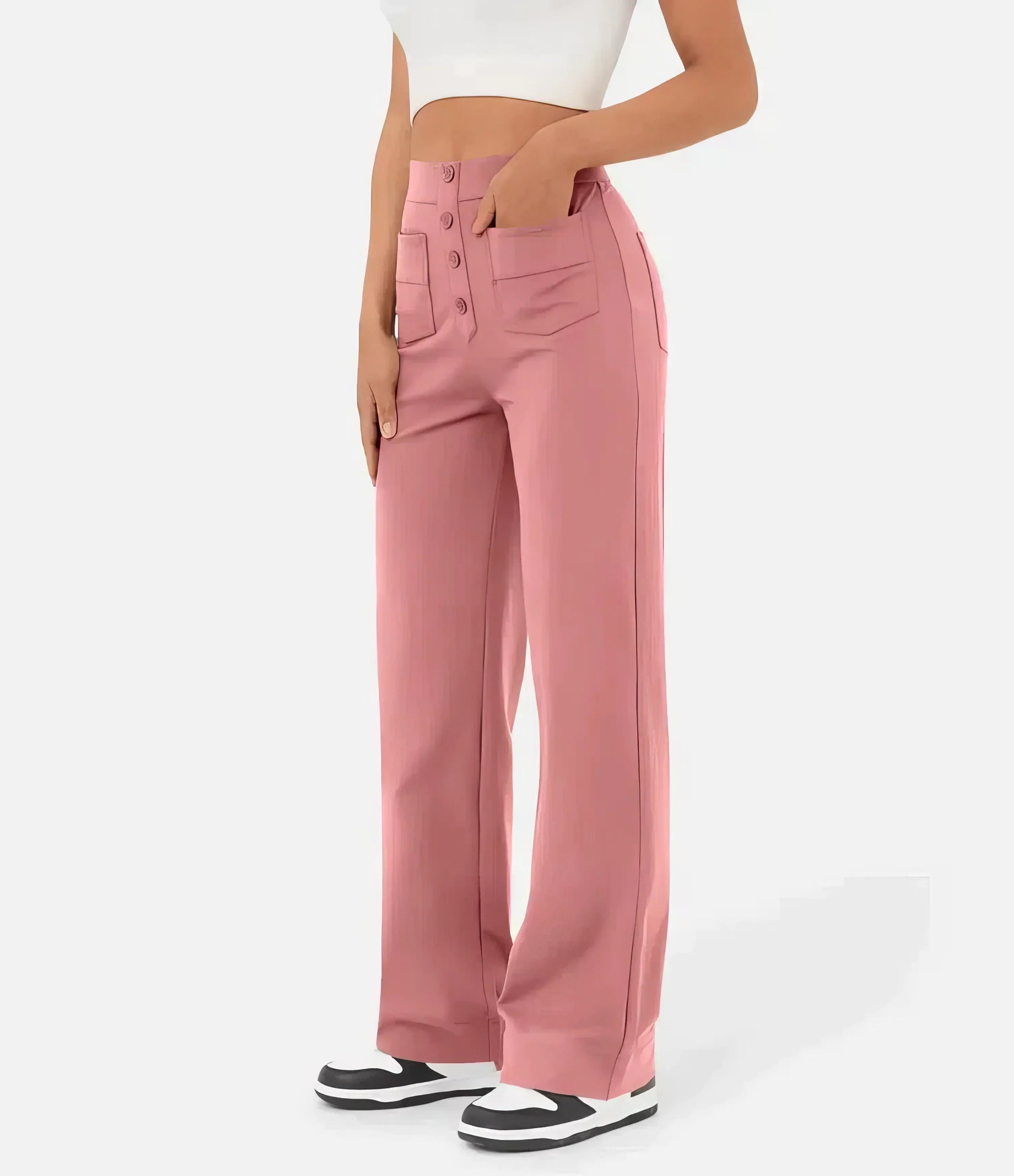 High Waisted Trousers – Tailored Slim Fit Pants | Comfortable Cotton Blend