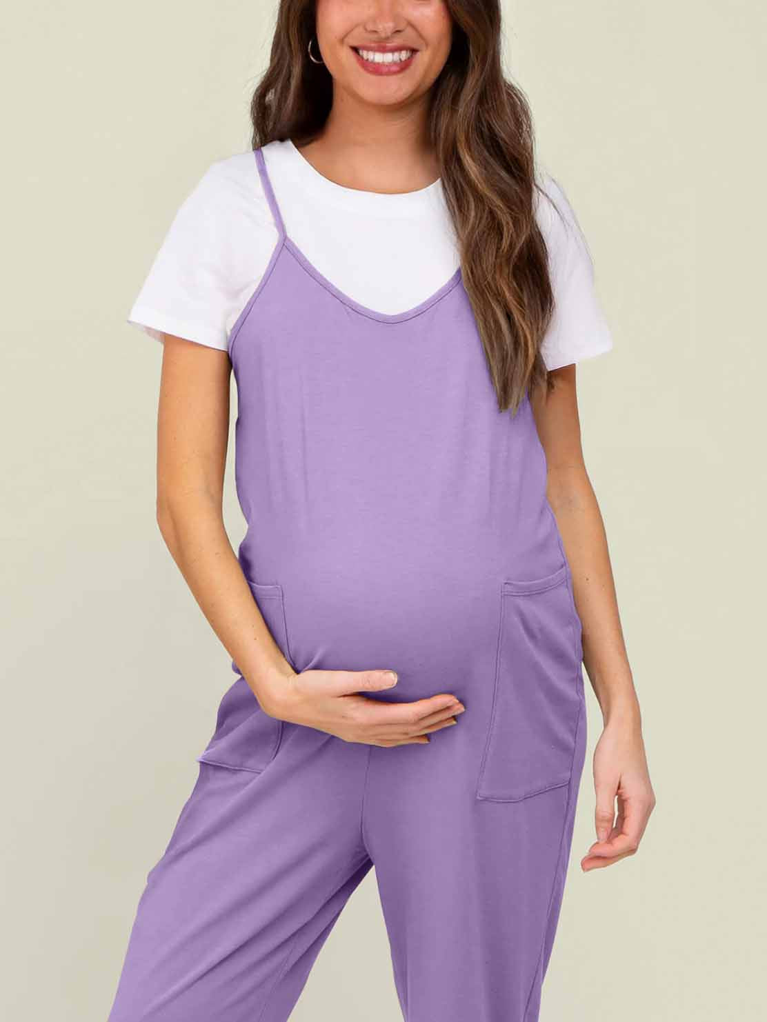 Maternity Jumpsuit - Oversized Postpartum Romper with Adjustable Straps