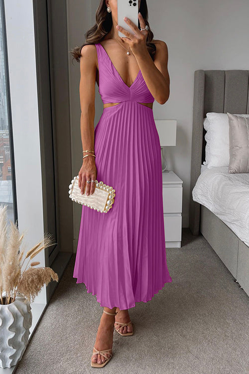 Pleated Maxi Dress – Sleeveless Elegant Summer Gown With Flowing Silhouette
