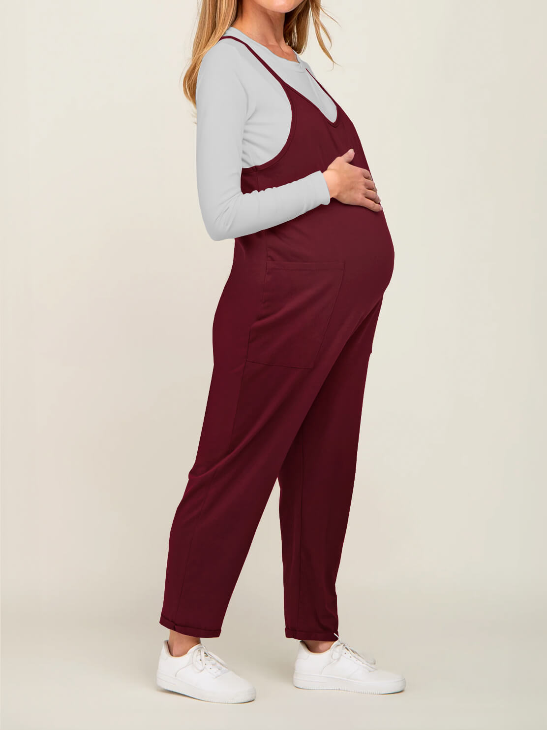 Maternity Jumpsuit - Oversized Postpartum Romper with Adjustable Straps