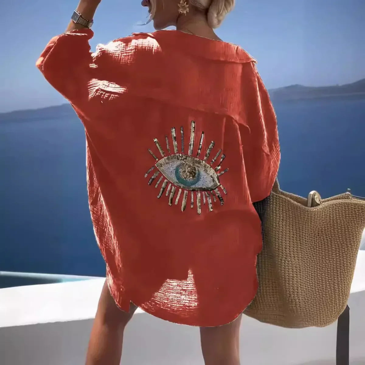 Sequin Eye Blouse – Embroidered Sparkly Top With Unique Sequin Pattern