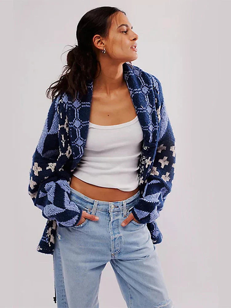 Knitted V-Neck Cardigan – Vintage Women's Layering Sweater | Soft Warm Knit