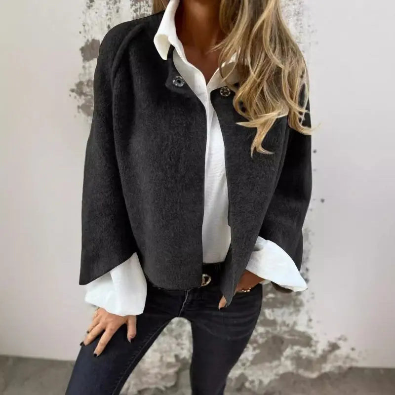 Modern Wool Cardigan – Premium Wool Blend Sweater With Round Neckline