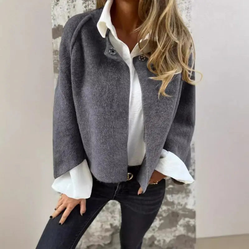 Modern Wool Cardigan – Premium Wool Blend Sweater With Round Neckline