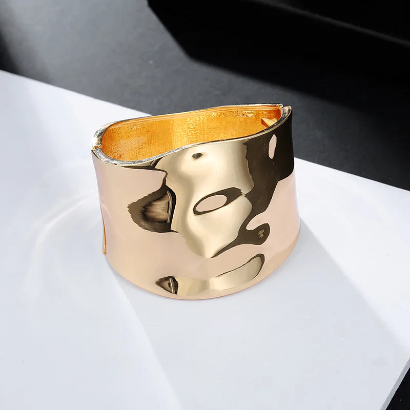 Asymmetric Statement Bangle – Wide Cuff Bracelet | Sculptural Jewelry