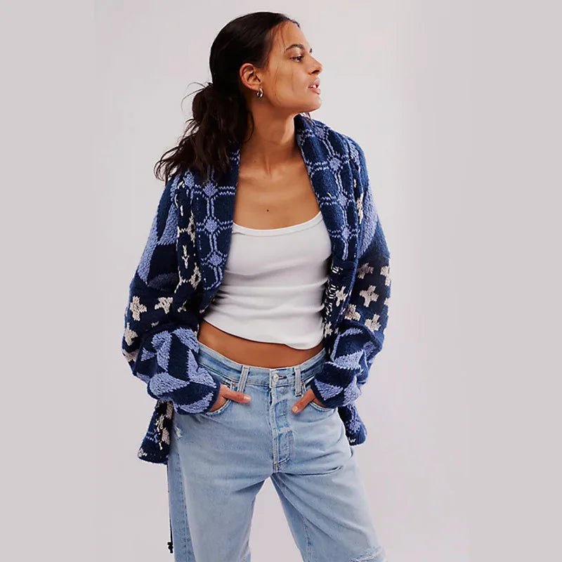 Knitted V-Neck Cardigan – Vintage Women's Layering Sweater | Soft Warm Knit