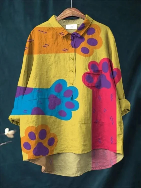 Cat Art Shirt – Artistic Print Long Sleeve Top | Lightweight, Breathable Fabric