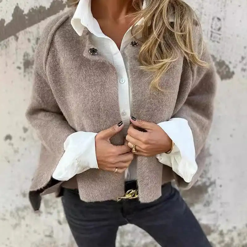 Modern Wool Cardigan – Premium Wool Blend Sweater With Round Neckline