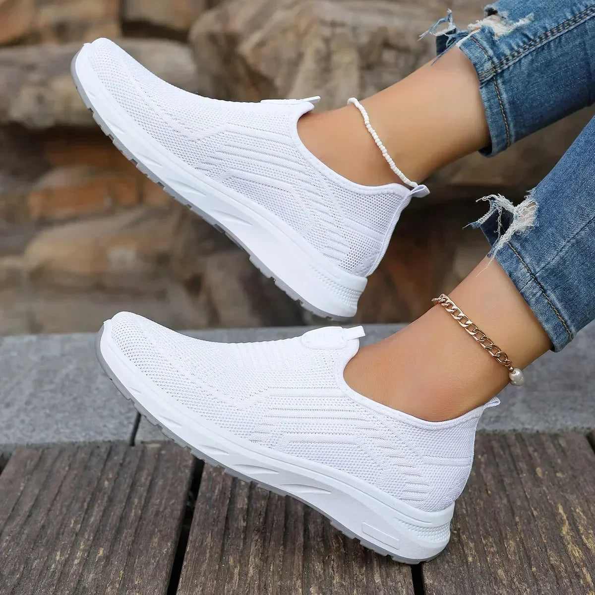Women Comfort Sneakers – Lightweight Slip-On Sneakers With Cushioned Sole Footwear