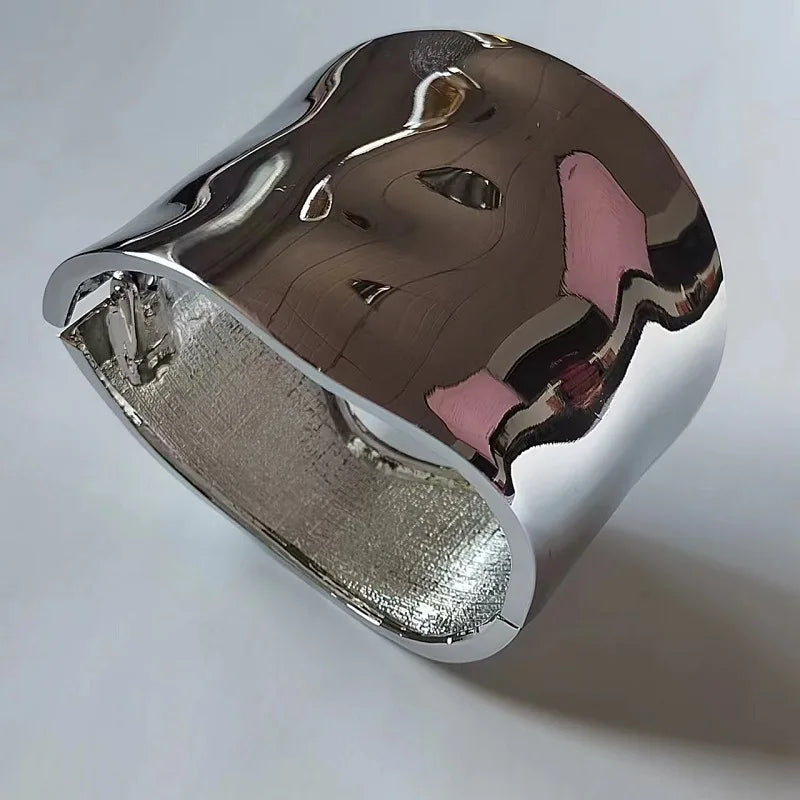 Asymmetric Statement Bangle – Wide Cuff Bracelet | Sculptural Jewelry