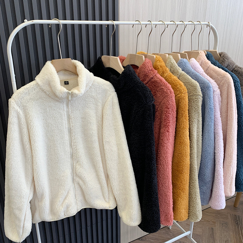 Fluffy Cosy Jacket – Plush Velvet Fleece Jacket With Side Pockets For Women