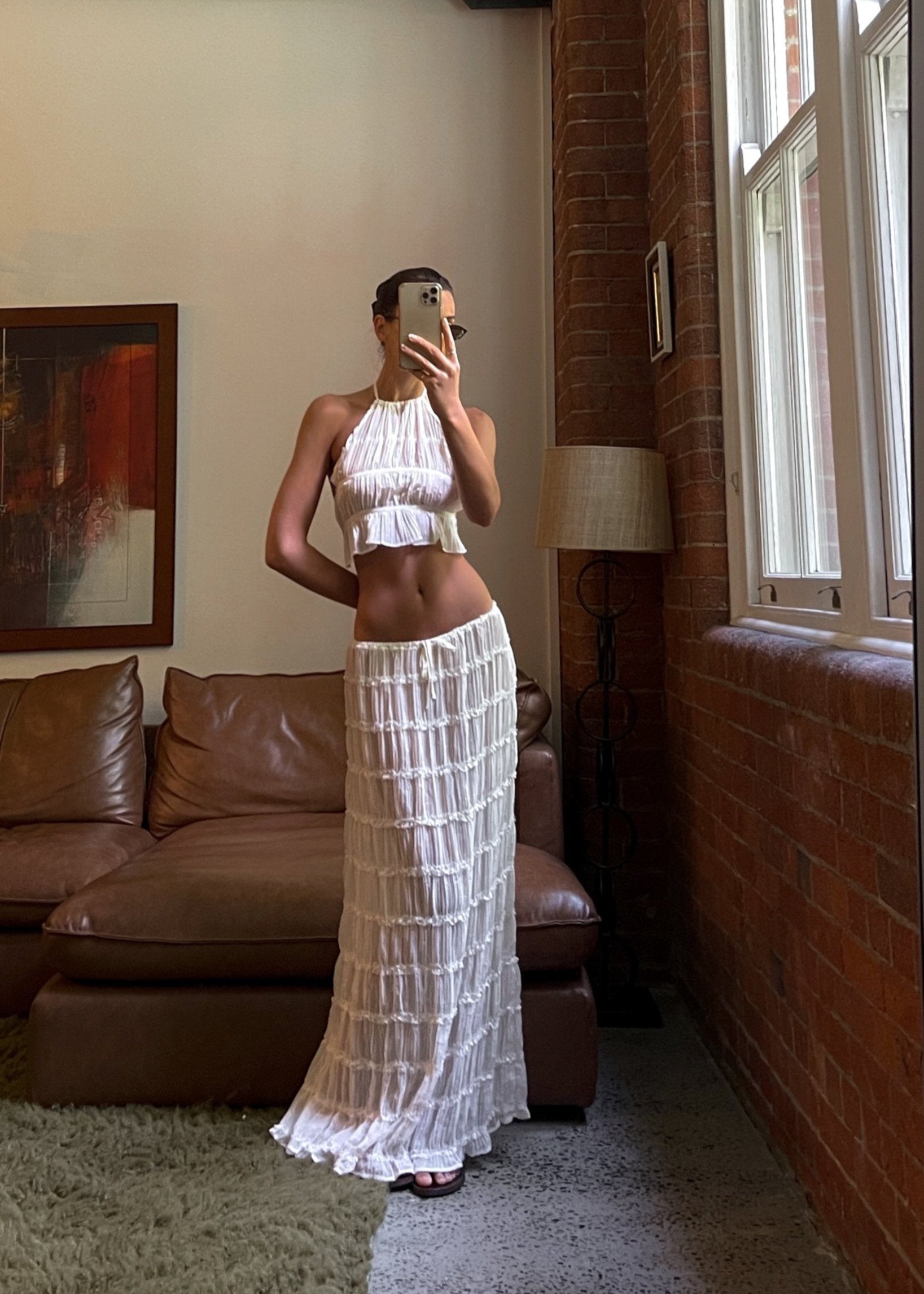 Summer Chiffon Set – Vintage Inspired Halter Neck Top & Maxi Skirt Dress