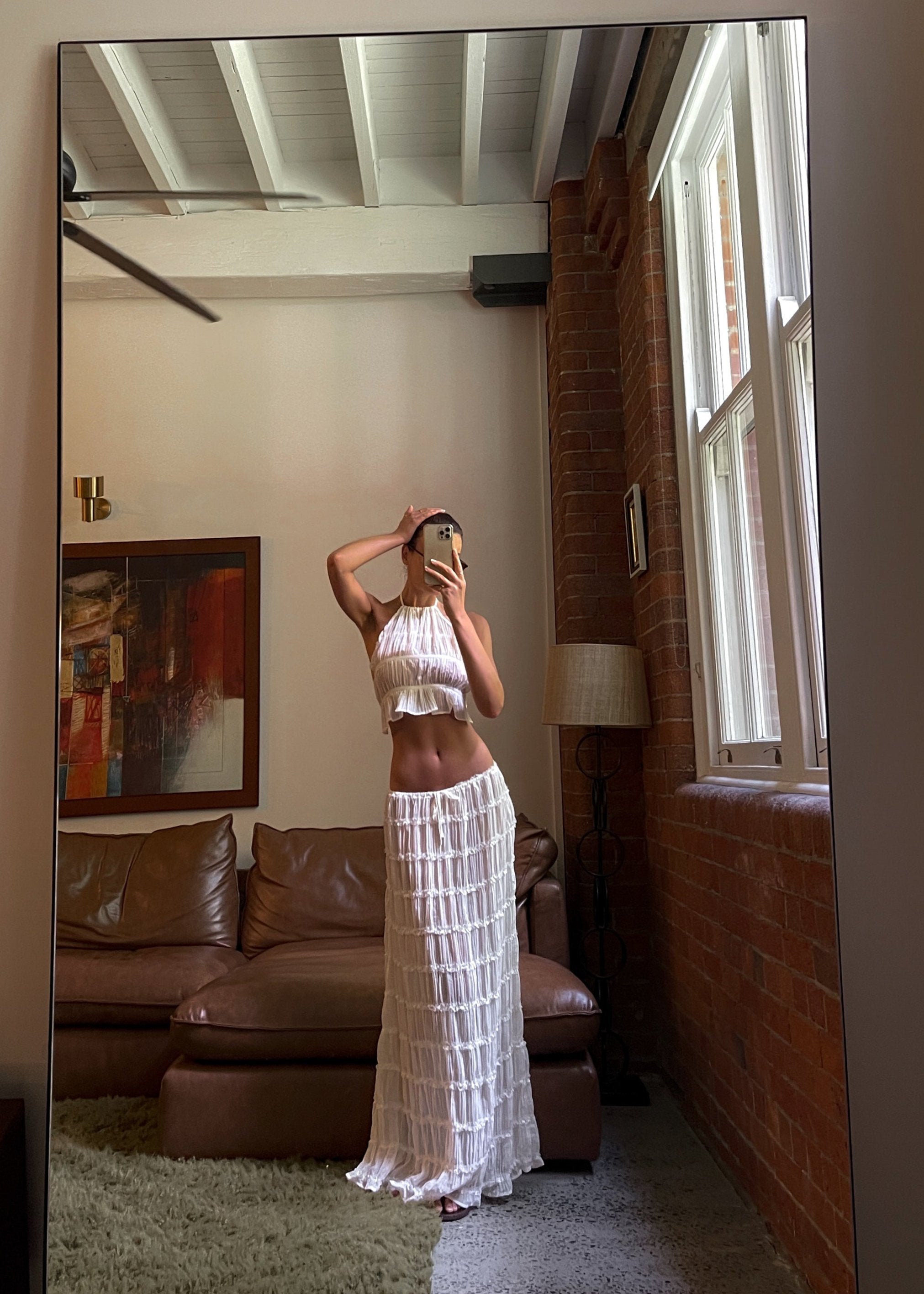 Summer Chiffon Set – Vintage Inspired Halter Neck Top & Maxi Skirt Dress