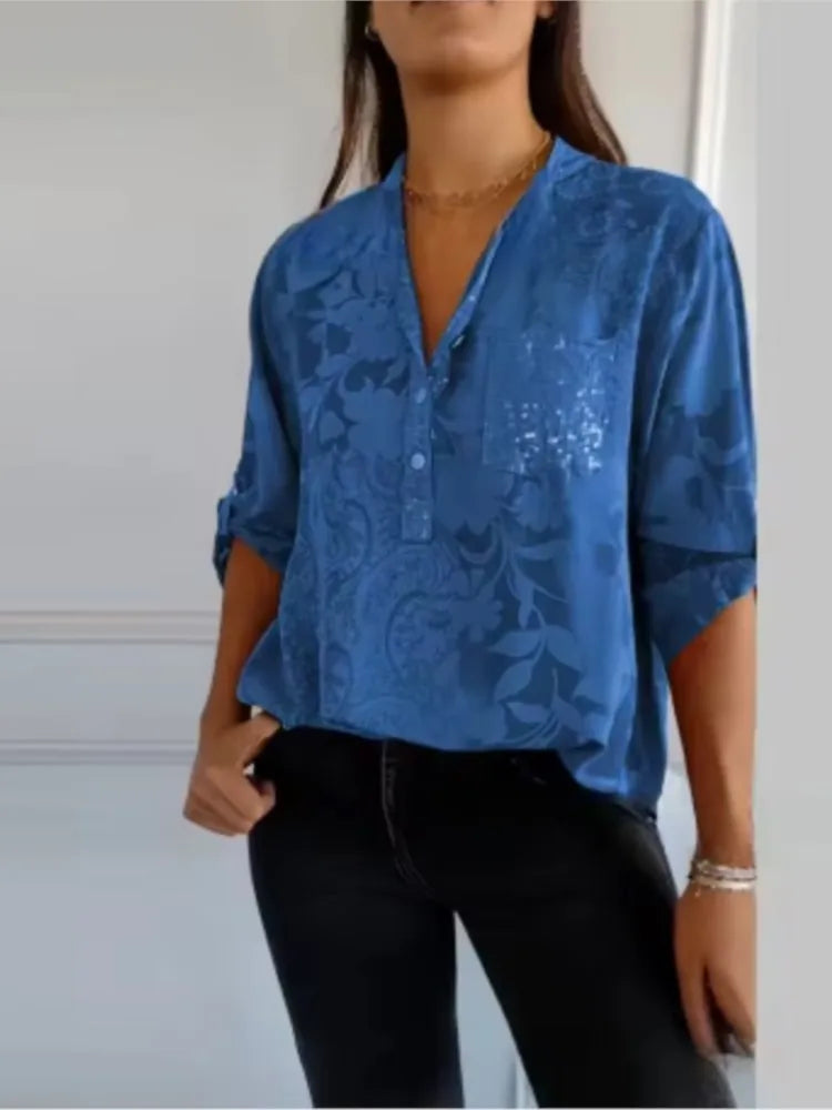 Pocketed V-Neck Shirt – Breathable Summer Top With Chest Pocket Detail