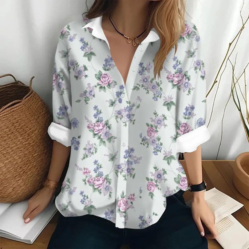 Floral Print Blouse – Relaxed Fit Summer Blouse with Classic Collar & Button Front