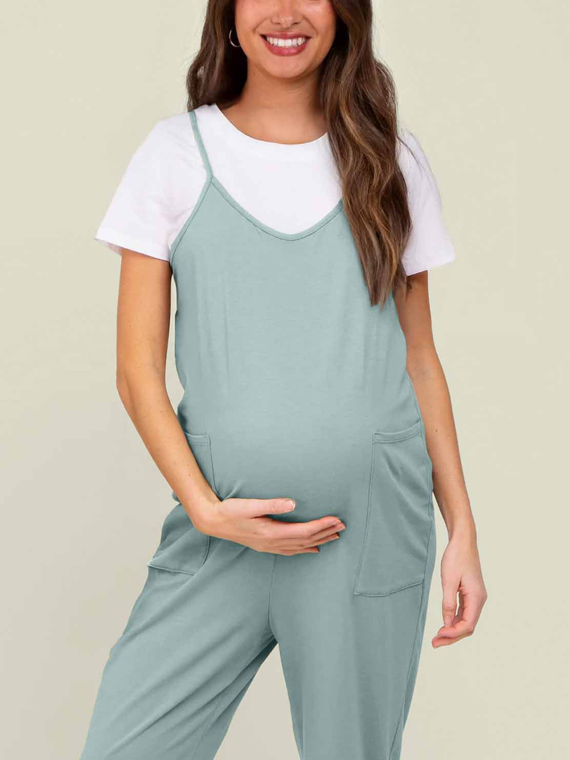 Maternity Jumpsuit - Oversized Postpartum Romper with Adjustable Straps