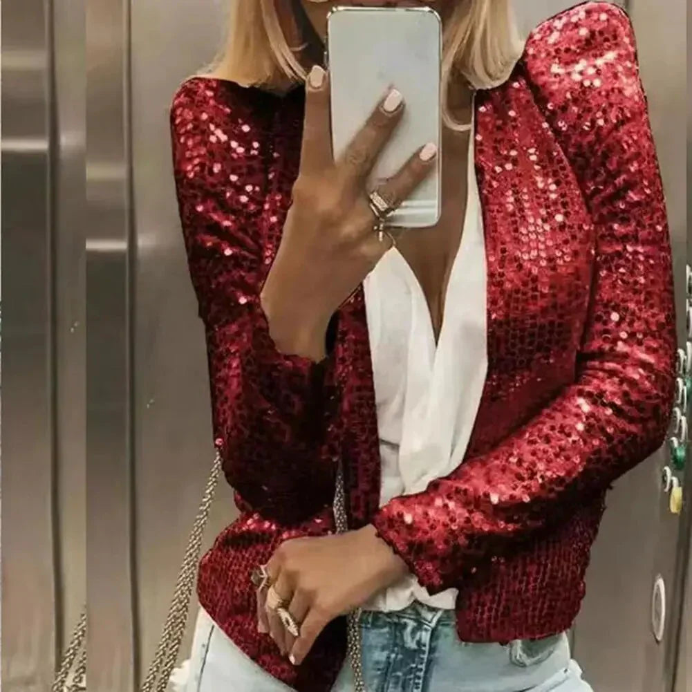Sparkling Women's Blazer – Tailored Fit, Shimmering Jacket for Evening Glam