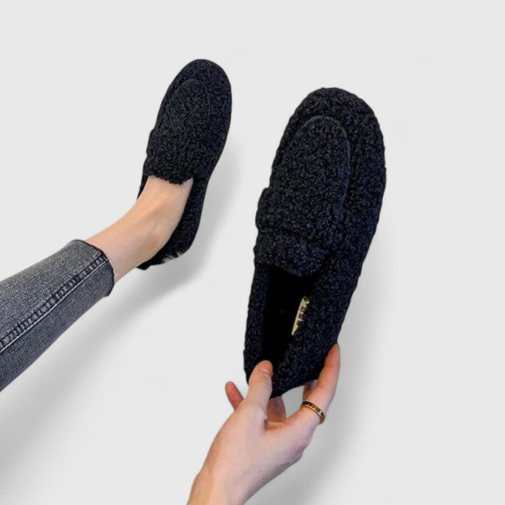 Warm Slippers - Elegant Loafer Design With Lambswool Lining & Non-Slip Sole