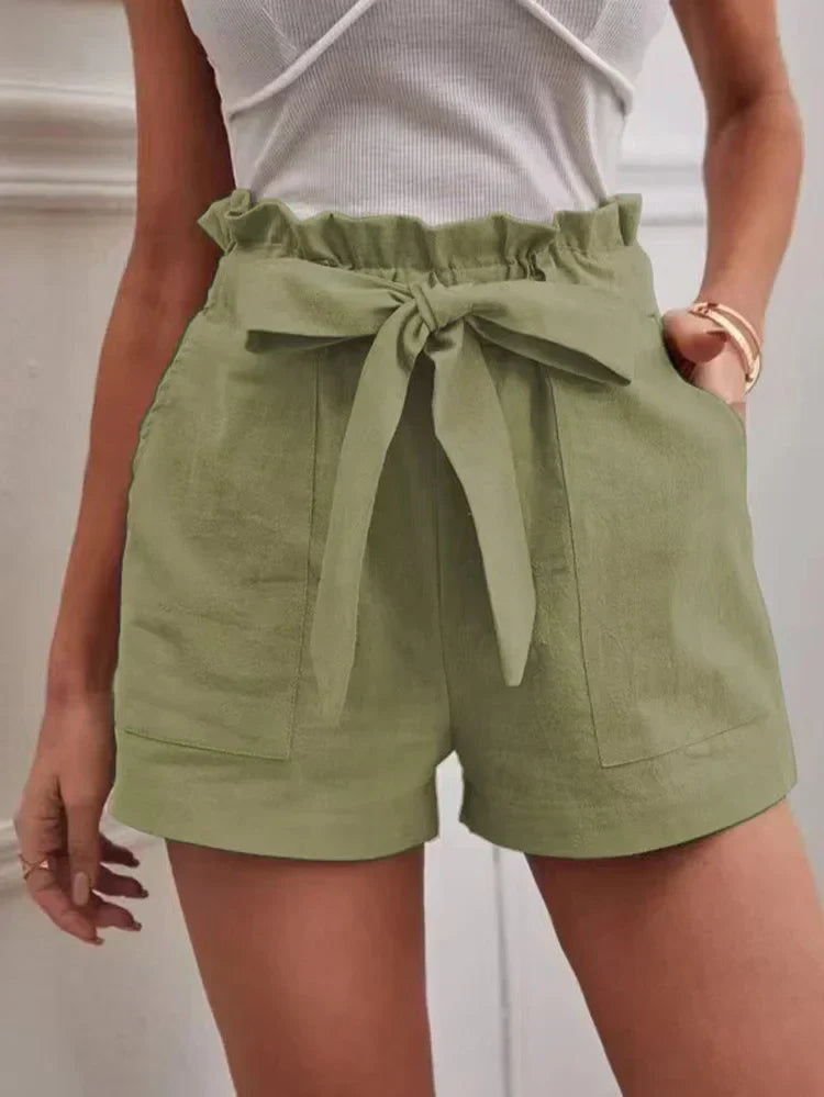 Stylish Everyday Shorts – Tie Waist, Breathable Summer Shorts with Side Pockets