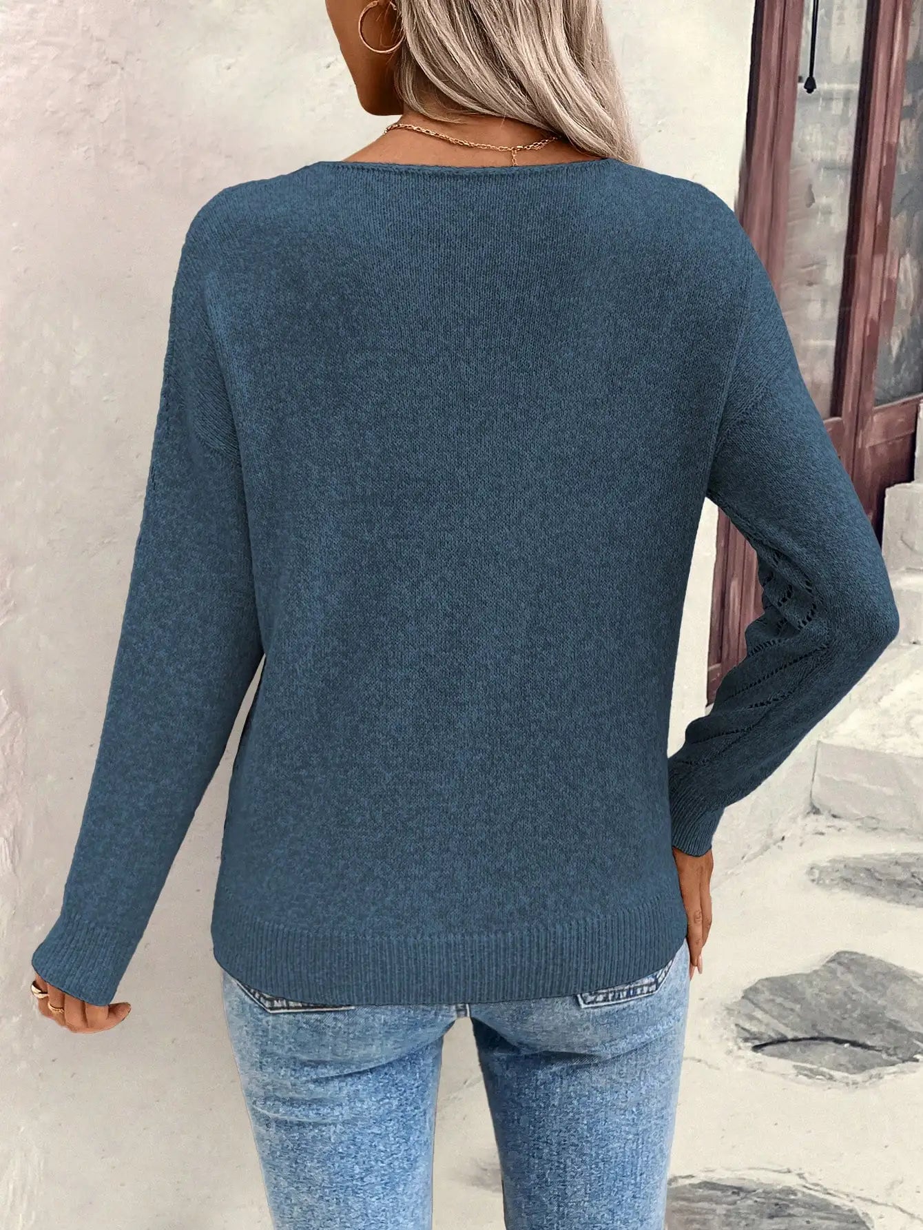 V-Neck Knit Sweater – Women's Cozy Lightweight Pullover With Flattering Neckline