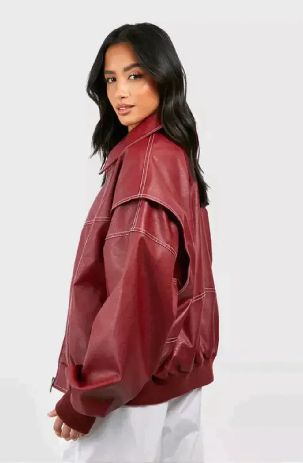 Leather Bomber Jacket – Women's Classic Bomber Style With Structured Fit