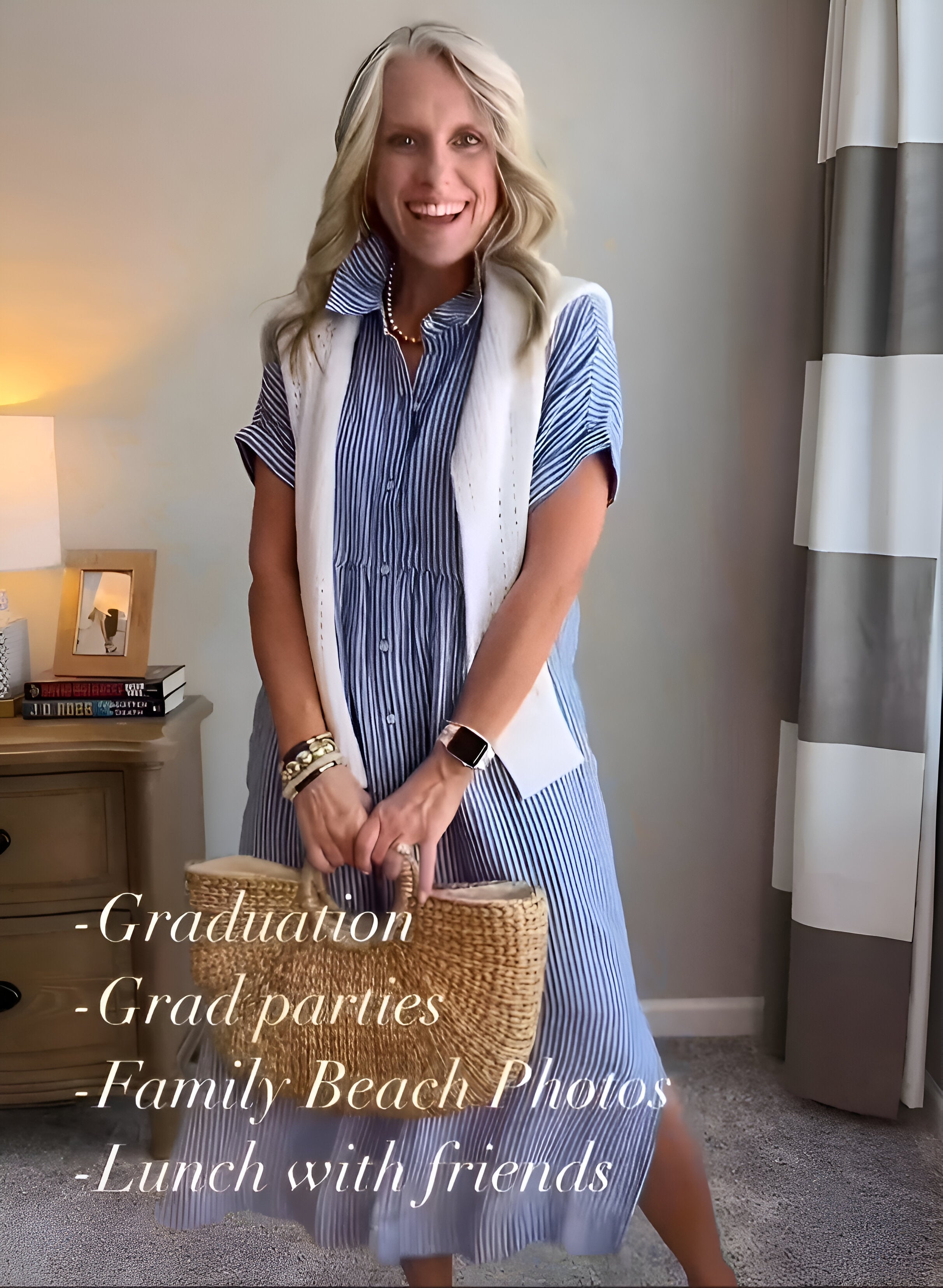 Striped Shirtdress – Flattering Fit Button Up Dress | Classic Cotton Linen Style