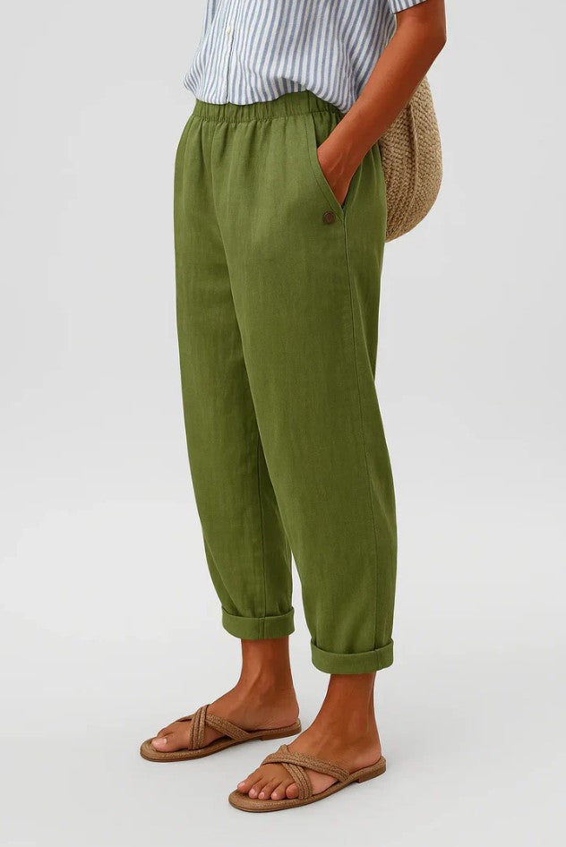 Linen Cotton Trousers – Lightweight, Breathable Pants With Elastic Waistband & Hidden Pockets
