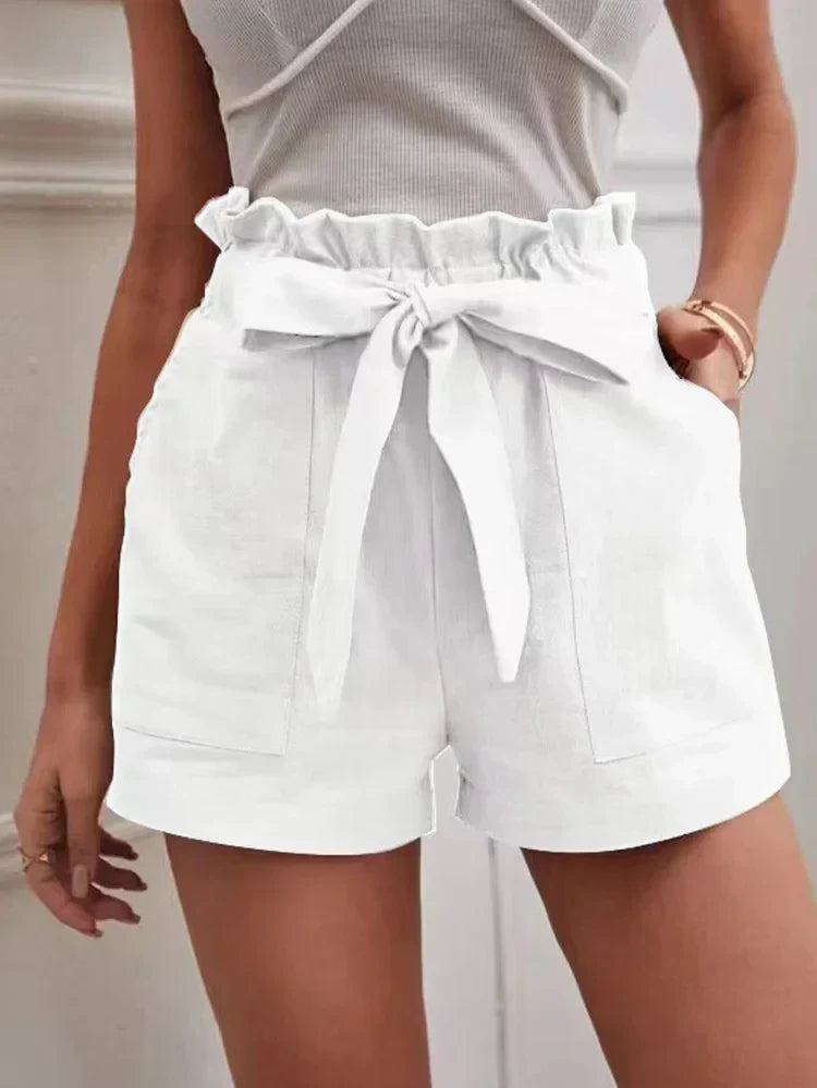 Stylish Everyday Shorts – Tie Waist, Breathable Summer Shorts with Side Pockets