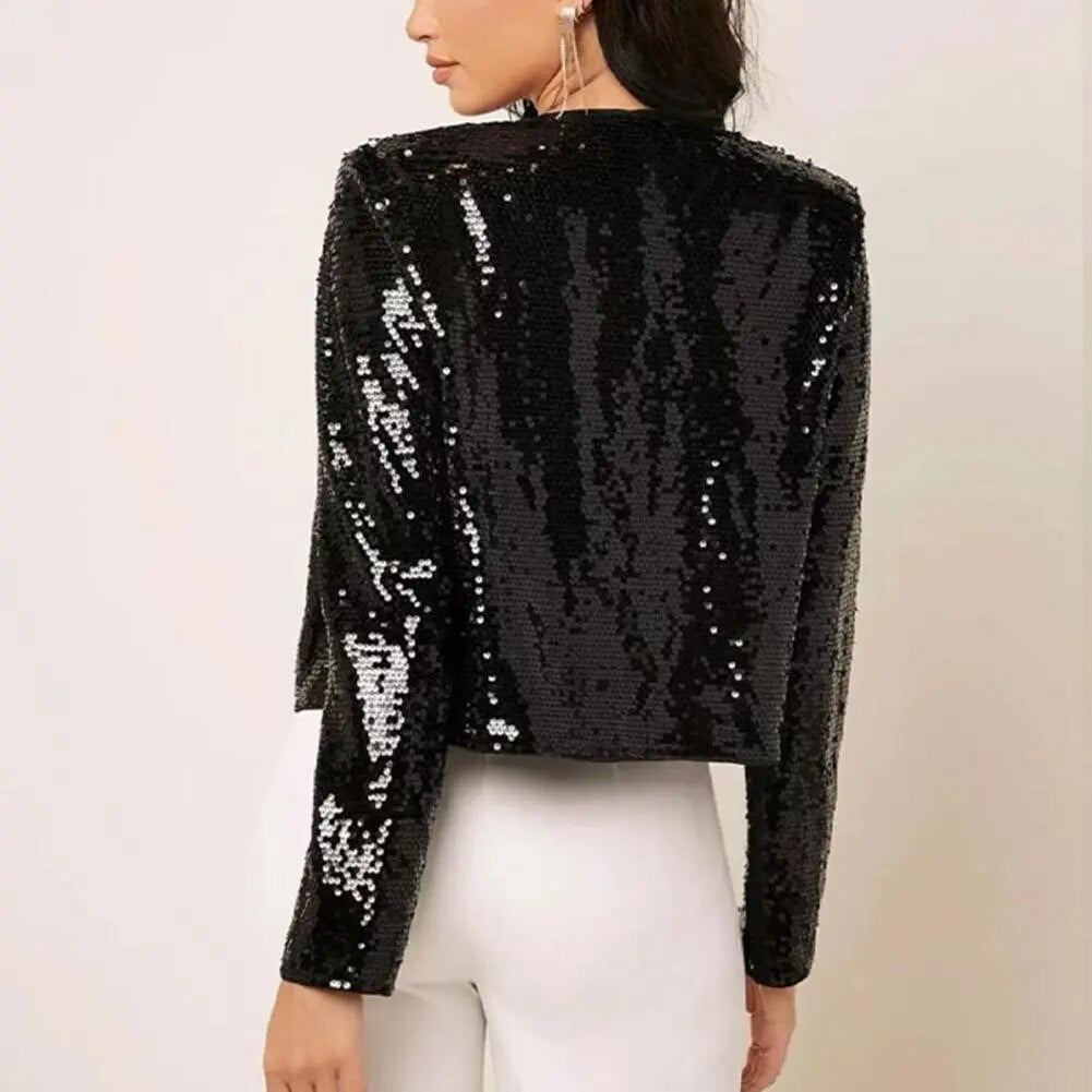 Sparkling Women's Blazer – Tailored Fit, Shimmering Jacket for Evening Glam