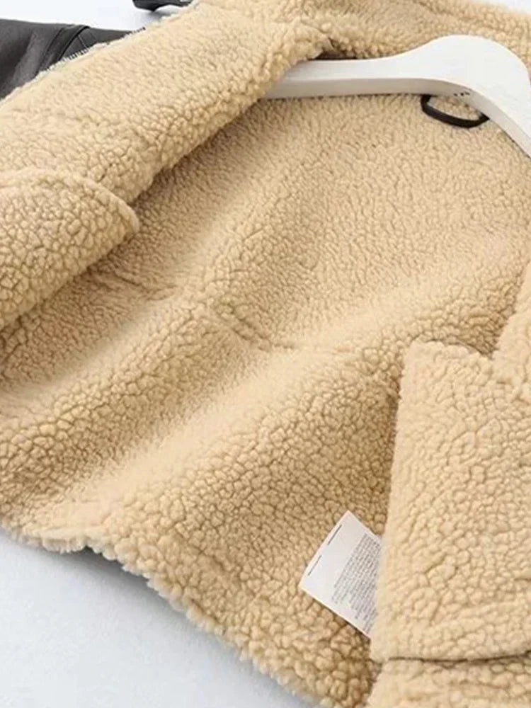 Streetwear Leather Jacket – Women's Relaxed Fit Casual Outerwear With Zip Closure