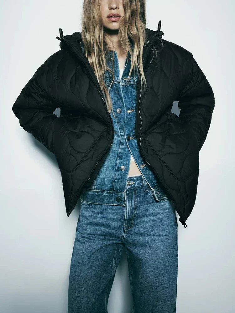 Relaxed Fit Winter Jacket | Lightweight Cozy Layering Coat With Full-Length Zip