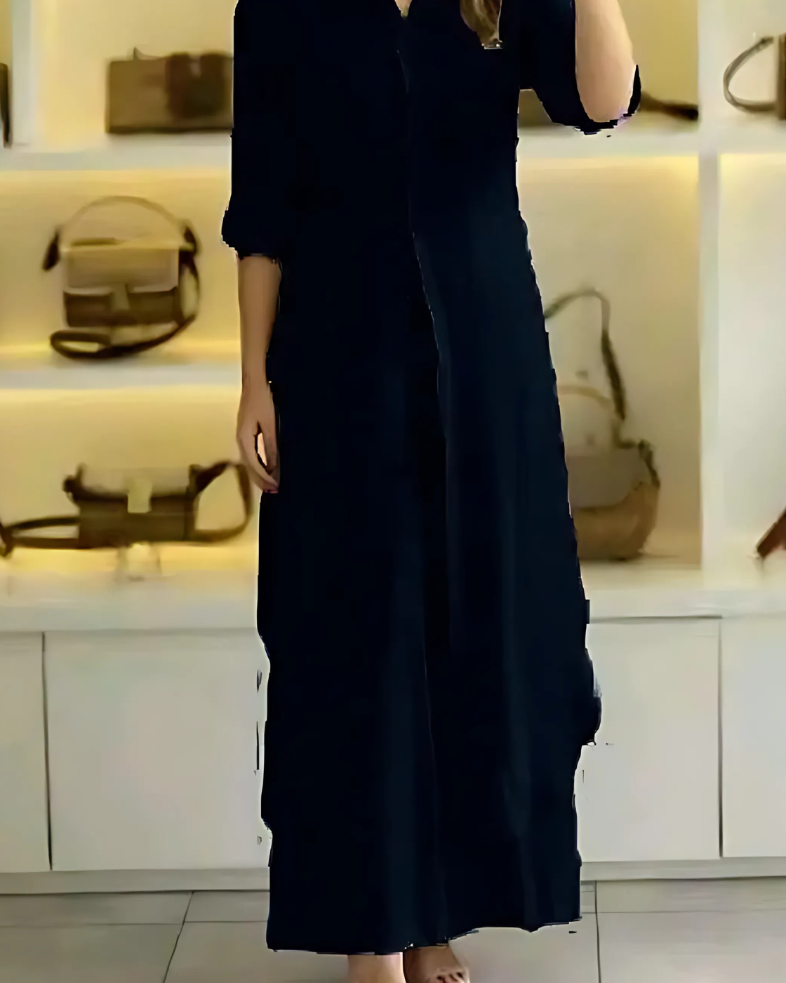 Conjunto Clara Linho Premium – Camisa Chemise Longa e Calça Pantalona Fluida Elegante