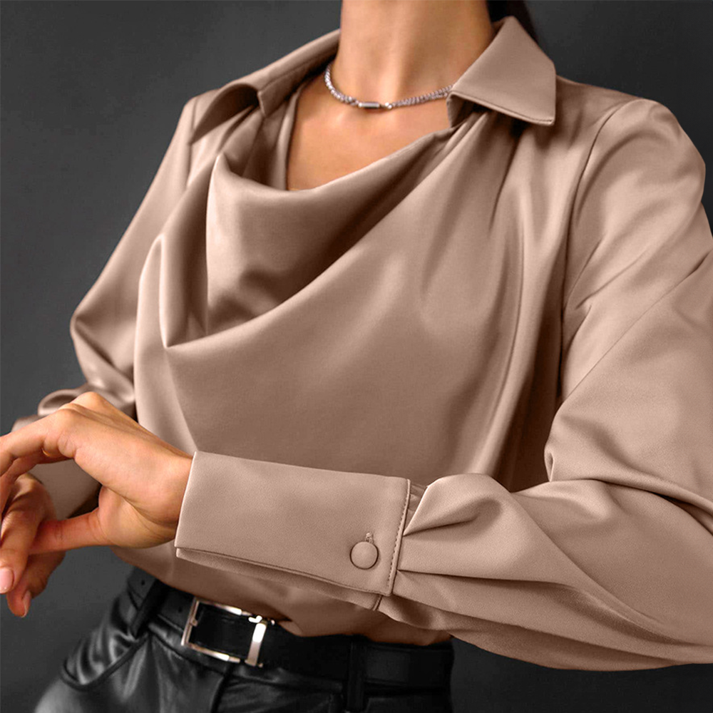 Luxe Satin Blouse – Tailored Silhouette With Feminine Gathered Neckline