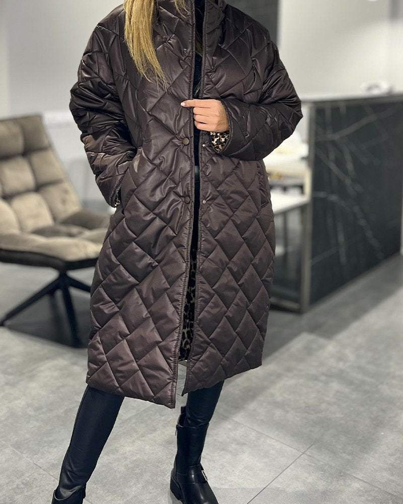 Mid-Length Lapel Coat – Classic Tailored Women's Winter Coat With Durable Fabric