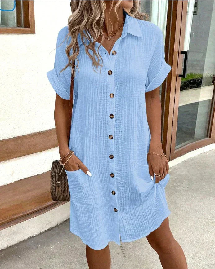 Stylish Polo Dress – Classic Collared Casual Summer Outfit with Pockets