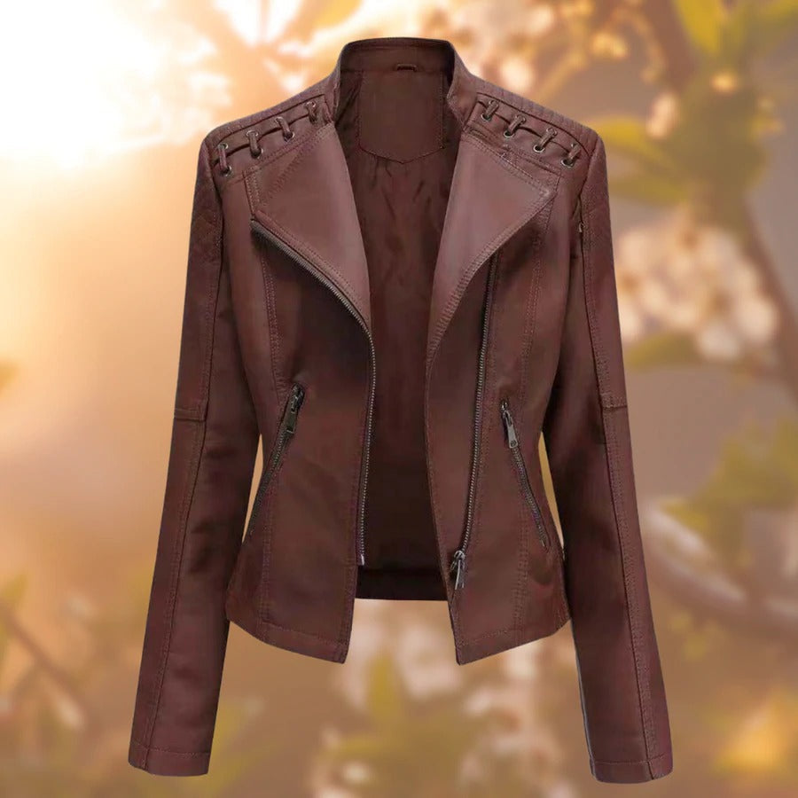 Women's Leather Jacket - Katalina Premium PU Leather Sophisticated Jacket