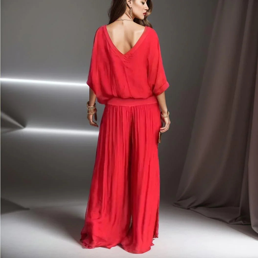 Extra Light Poplin Set – Lightweight Two-Piece Matching Outfit with Fitted Waist & V-Neckline