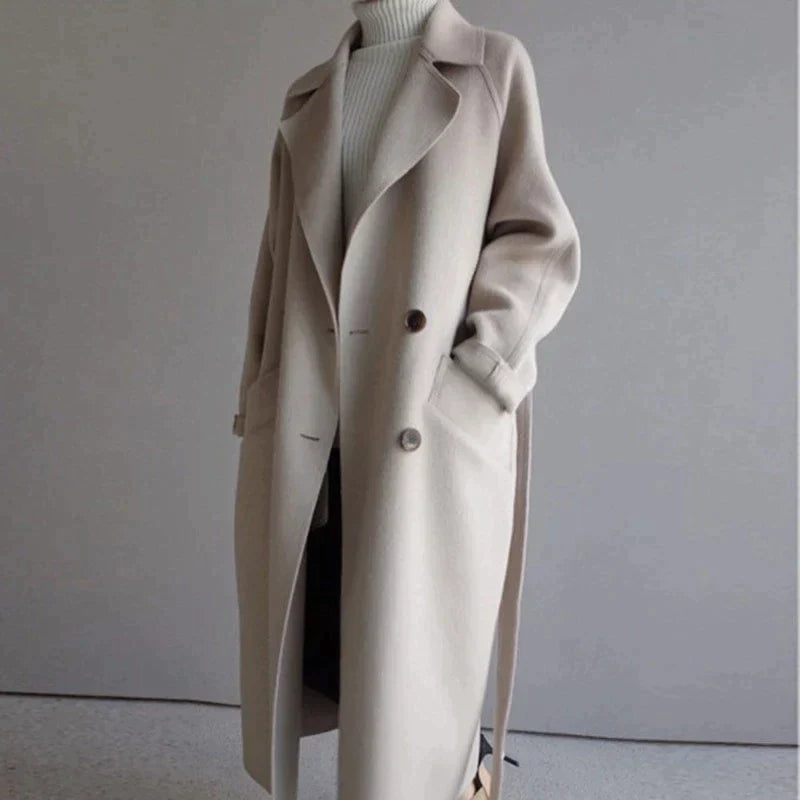 Longline Wool Coat – Classic Winter Outerwear Women’s Warm Insulated Jacket