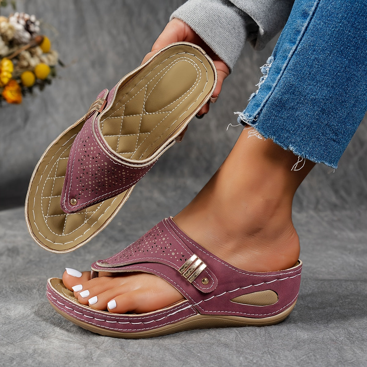 Women's Wedge Sandals - Comfortable Summer Wedge Shoes | Cushioned Insole & Adjustable Strap