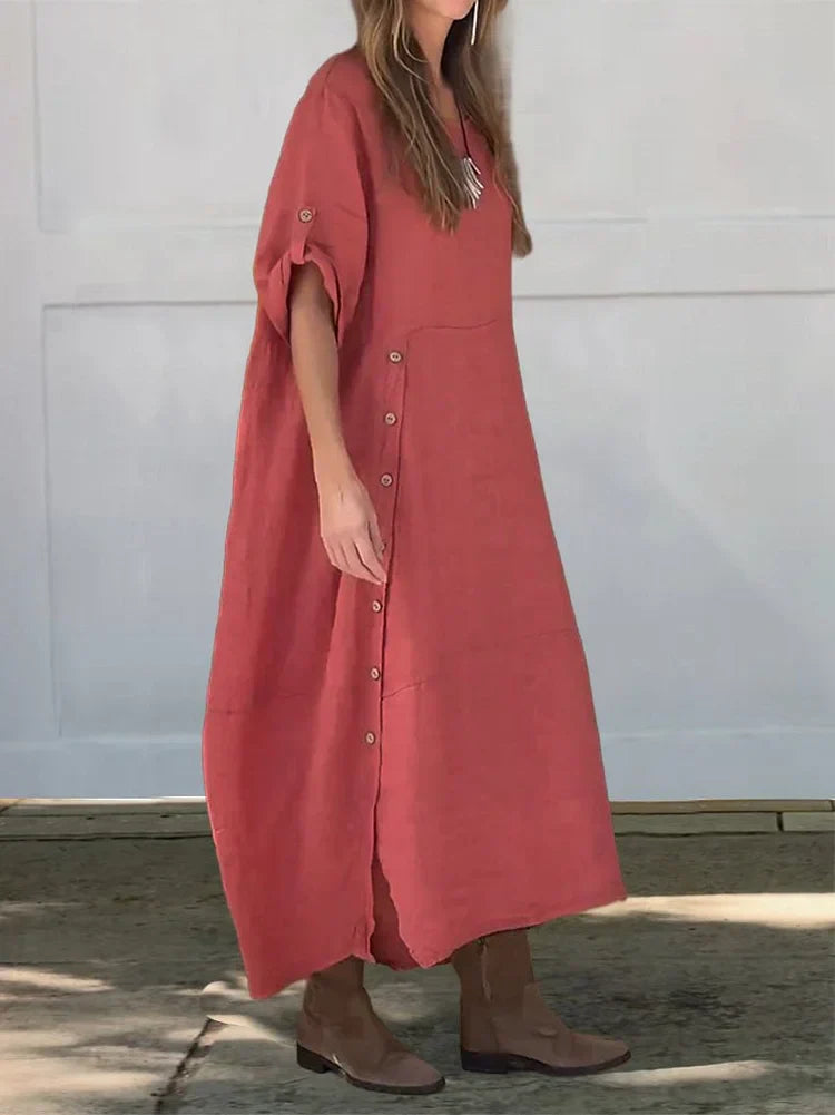 Linen Cotton Dress – Casual Summer Style | Lightweight, Relaxed Fit, Breathable