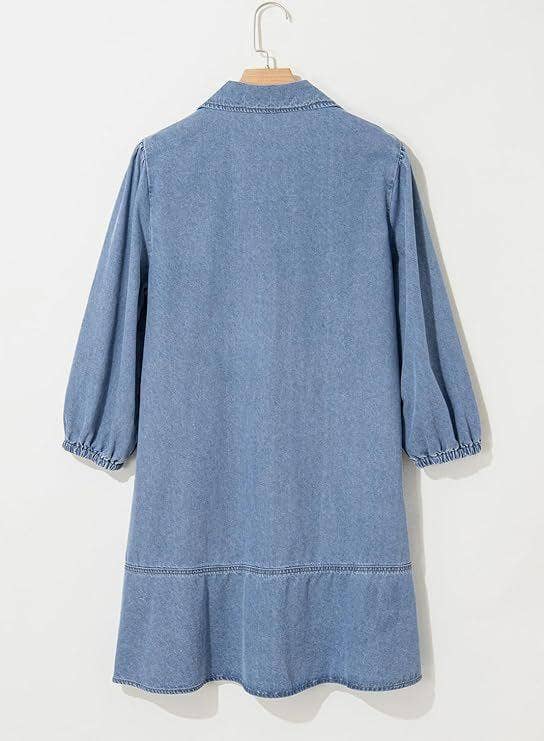 Babydoll Dress – Lightweight Denim Dress With Flowy Babydoll Silhouette For Summer